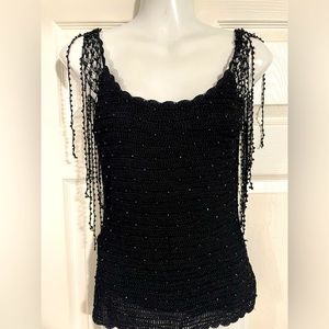 Le chateau beaded black tank top size S NWOT